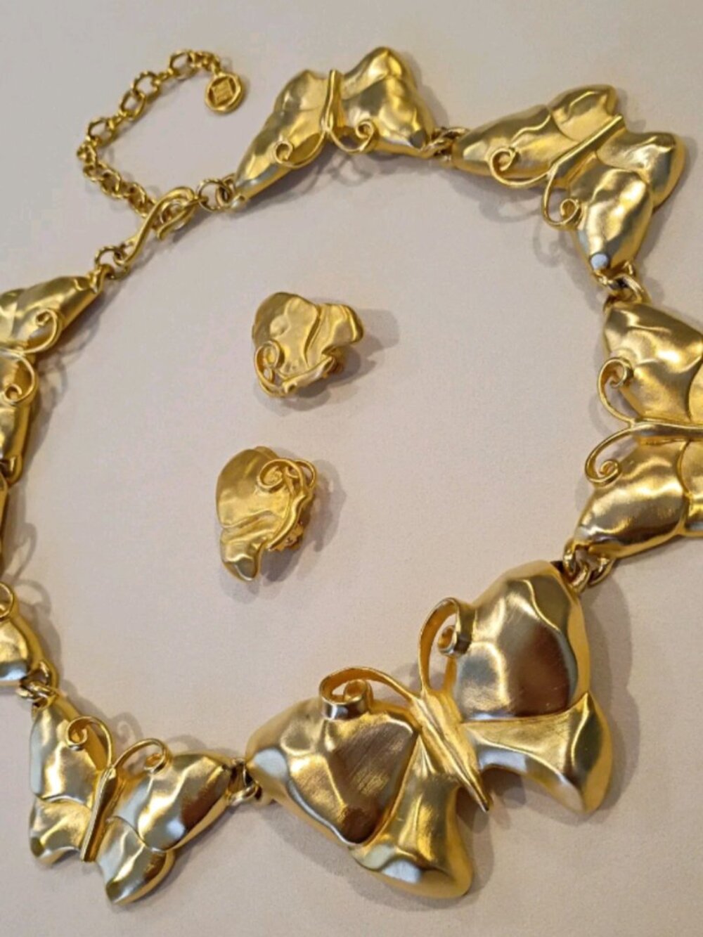 Givenchy Couture Vintage Butterfly SET, RARE necklace and Clip-on Earrings